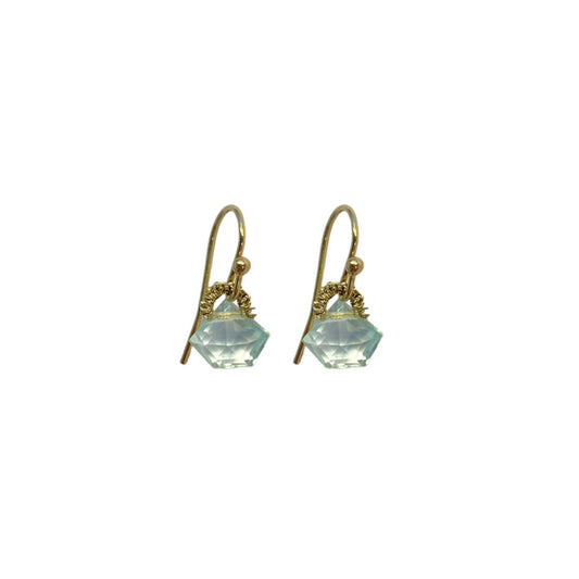 Mini Aquamarine Quartz Wire Hook Earrings