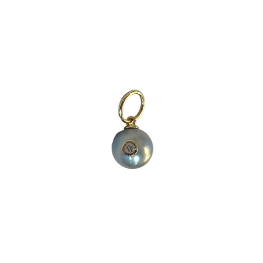 Silver Pearl with Diamond Pendant