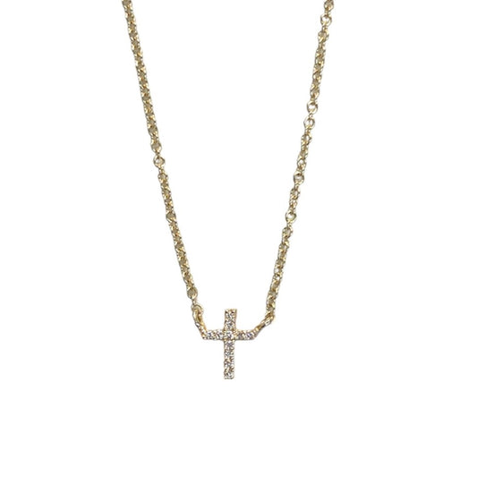 Petite Diamond Pave Cross Necklace