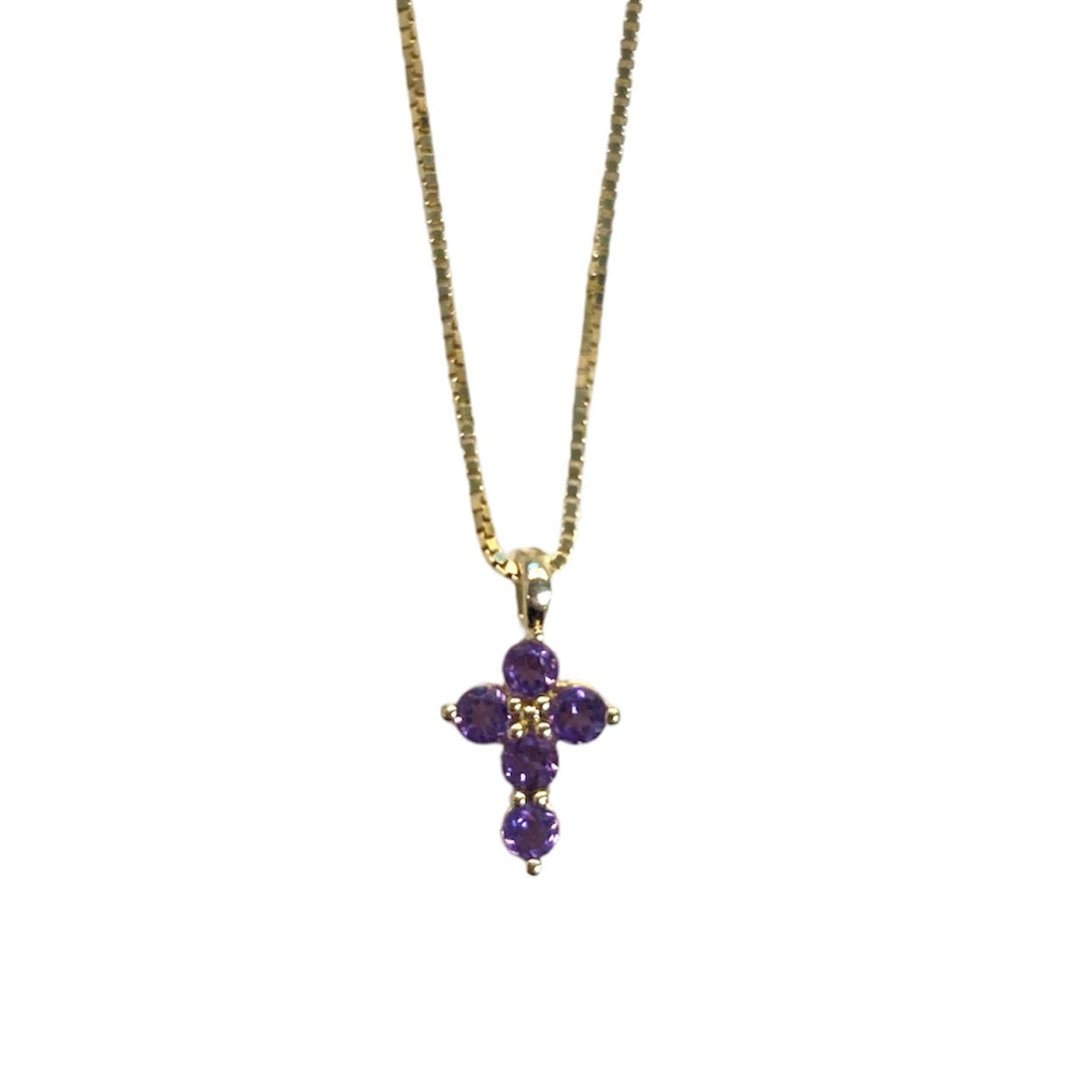 Petite Amethyst Cross Necklace