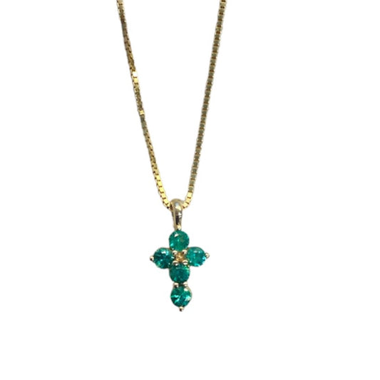 Petite Emerald Cross Necklace