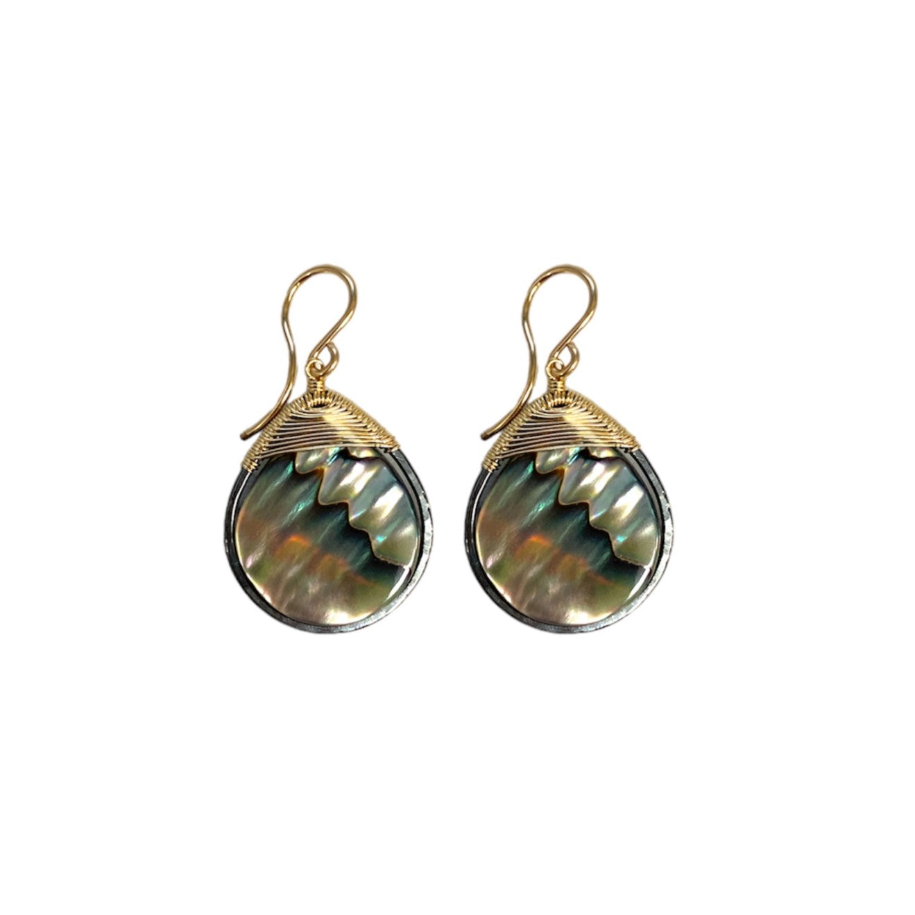 Mother of Pearl Wire Wrap Earrings