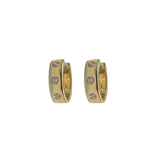 Diamond Trio Inlay Huggie Earrings