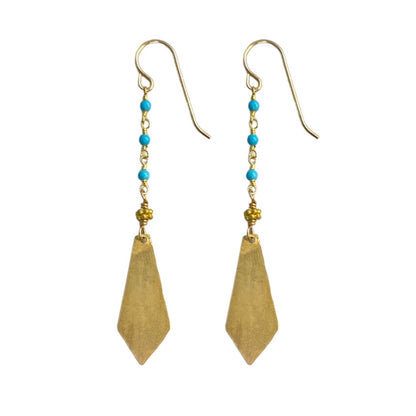 Sleeping Beauty Turquoise Hammered Dangle Earrings
