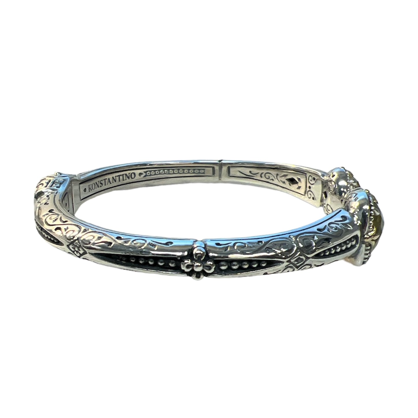 Sterling Silver Rock Crystal & Yellow Agate Cuff
