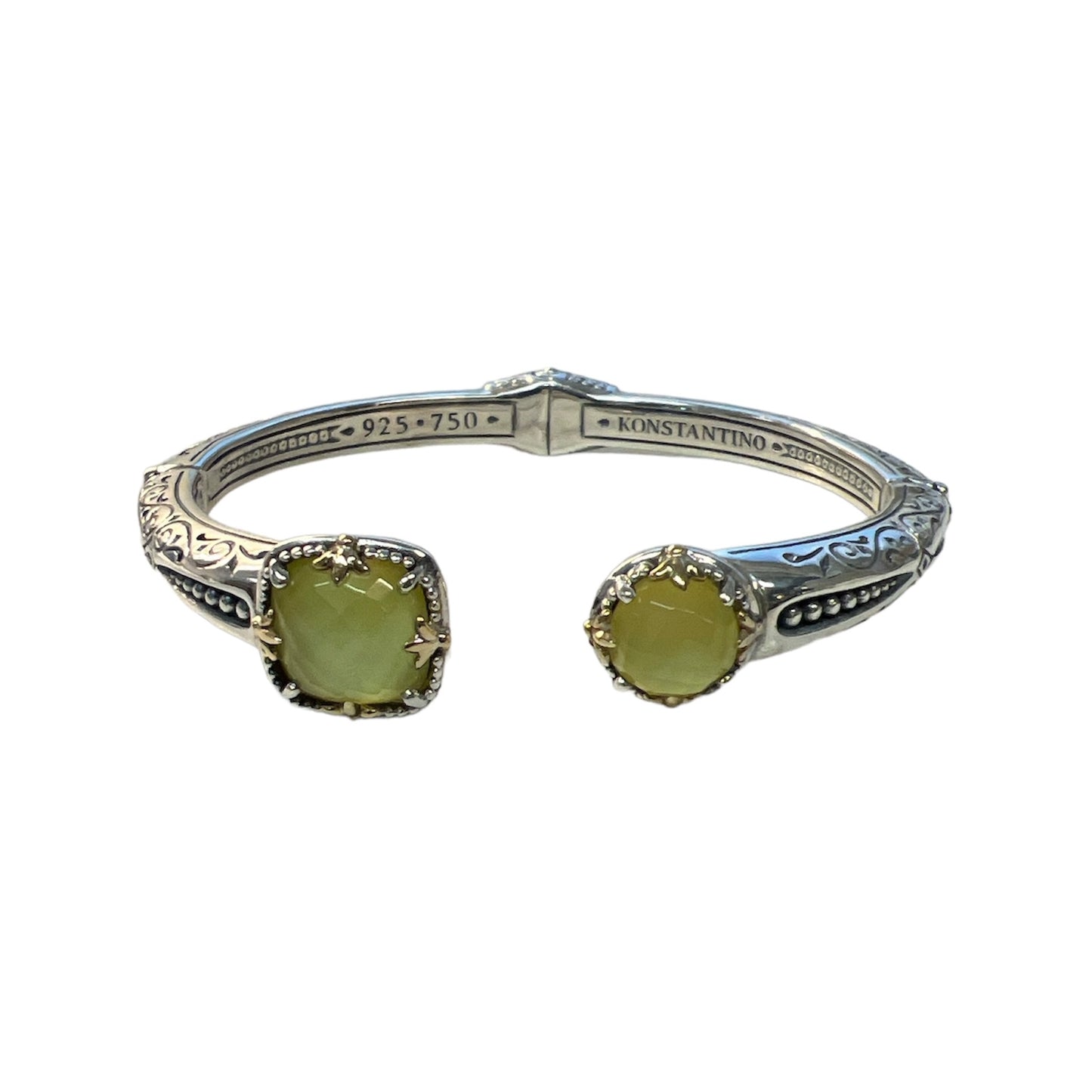Sterling Silver Rock Crystal & Yellow Agate Cuff