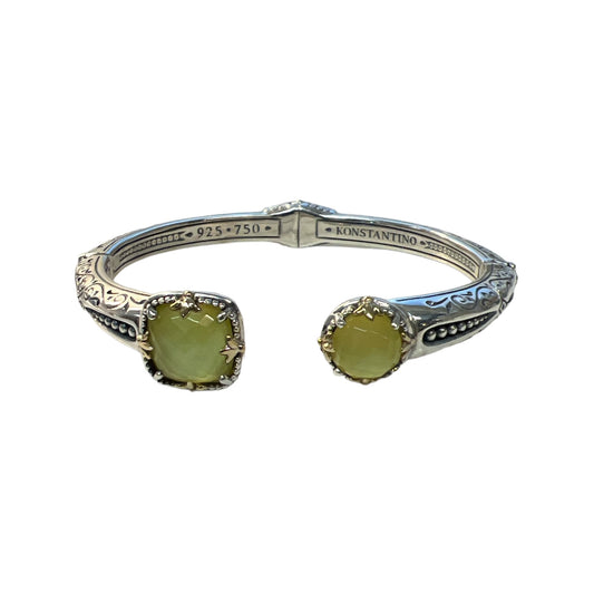 Sterling Silver Rock Crystal & Yellow Agate Cuff