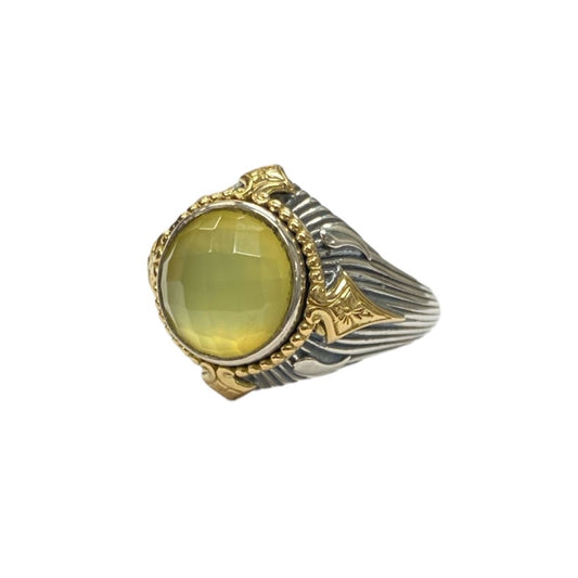 Yellow Agate Mixed Metal Ring