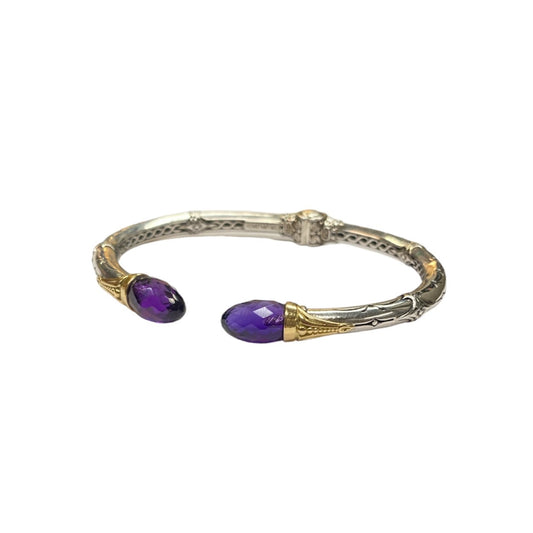 Amethyst Mixed Metal Hinge Bracelet