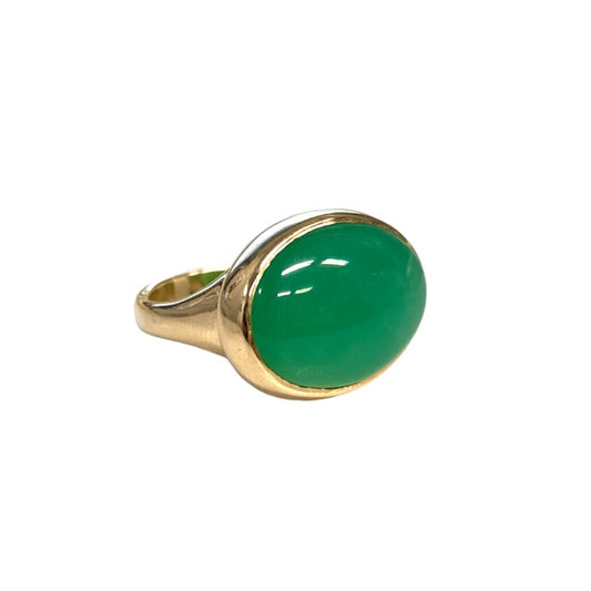 Bezel Set Chrysoprase Ring