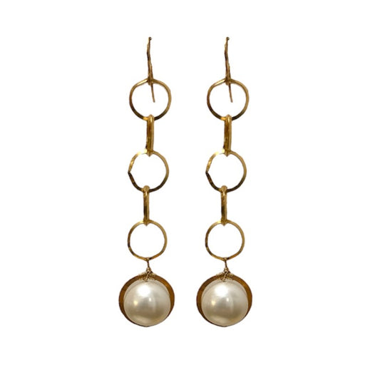 Interlocking Loops Pearl Dangle Earrings