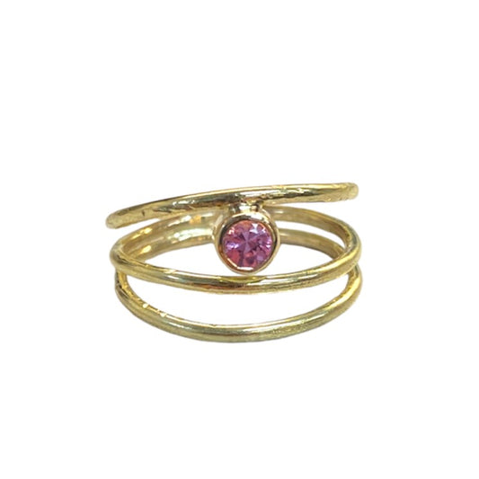 Bezel Set Pink Sapphire Multi Band Ring
