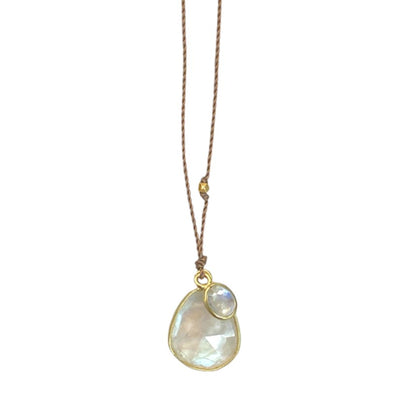 Rainbow Moonstone Duo Necklace