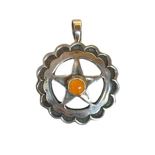 Texas Silver Star Pendant with Spiny Oyster