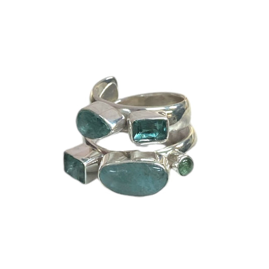 Apatite Cluster Silver Ring