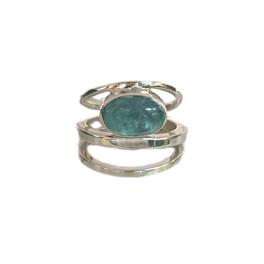 Apatite Multi Band Silver Ring