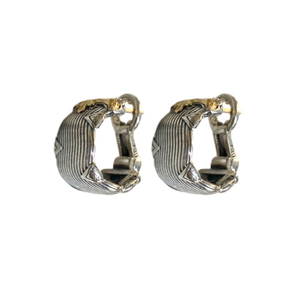 Mixed Metal Omega Back Earrings