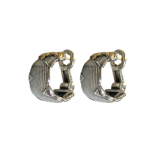 Mixed Metal Omega Back Earrings
