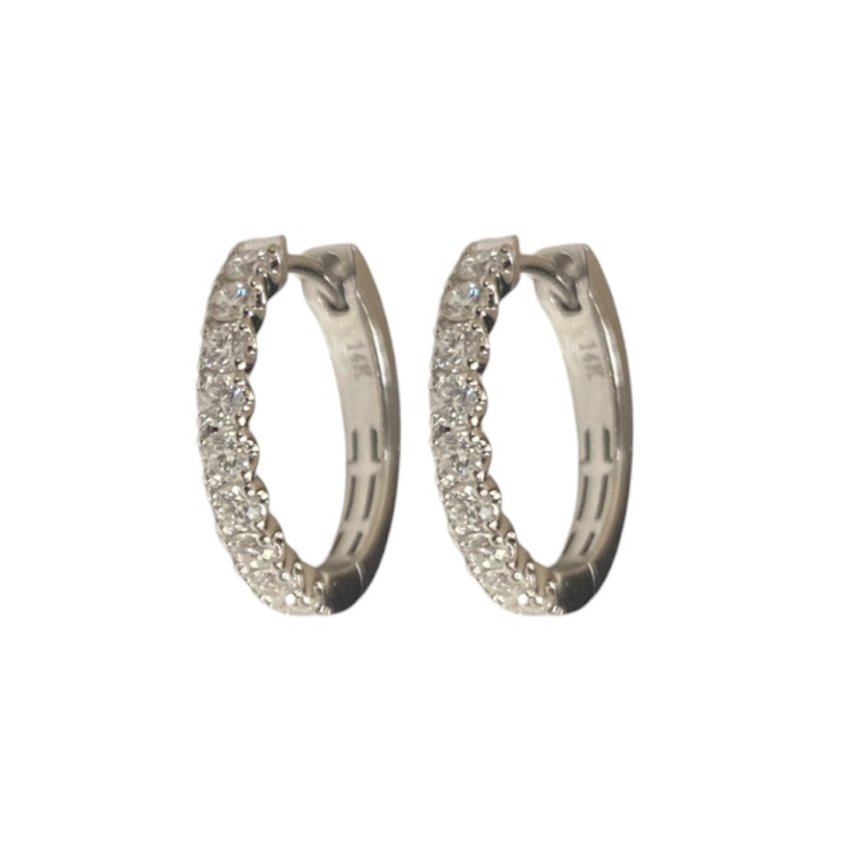 0.57 ctw Diamond White Gold Hoops