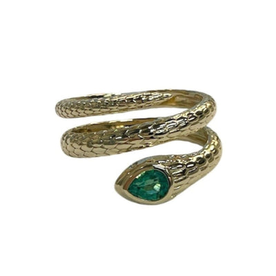 Snake Ring with Emerald Head