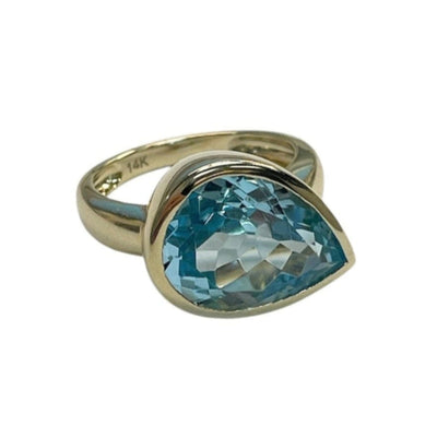 Blue Topaz Sideways Pear Ring