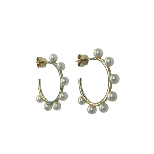 Diamond Pearl Crescent Earrings