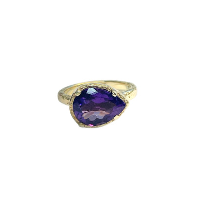 Pear Amethyst Ring