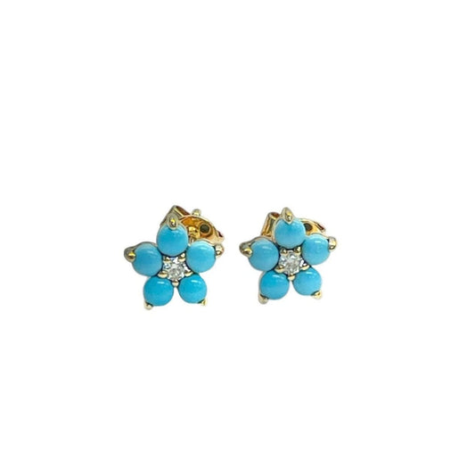 Diamond & Turquoise Flower Earrings