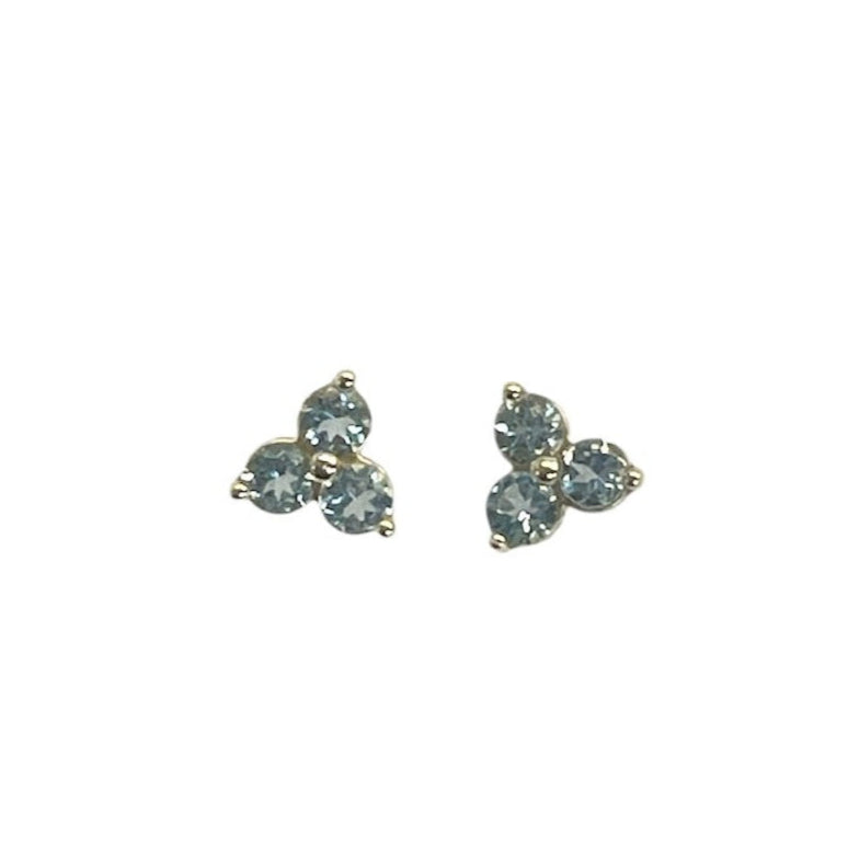 Triple Prong Aquamarine Earrings