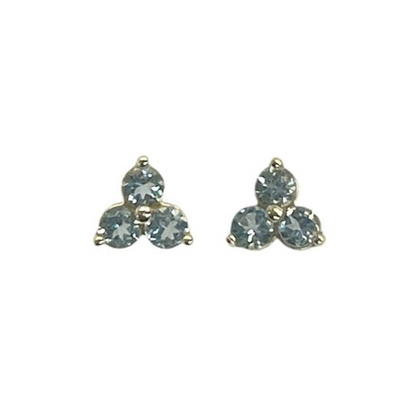 Triple Prong Aquamarine Earrings