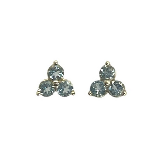 Triple Prong Aquamarine Earrings