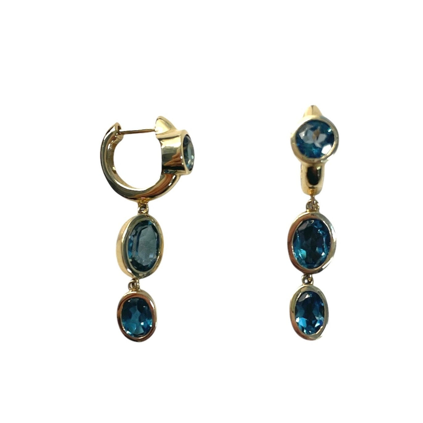 London Blue Topaz Bezel Earrings