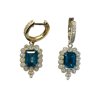 Diamond & London Blue Topaz Earrings