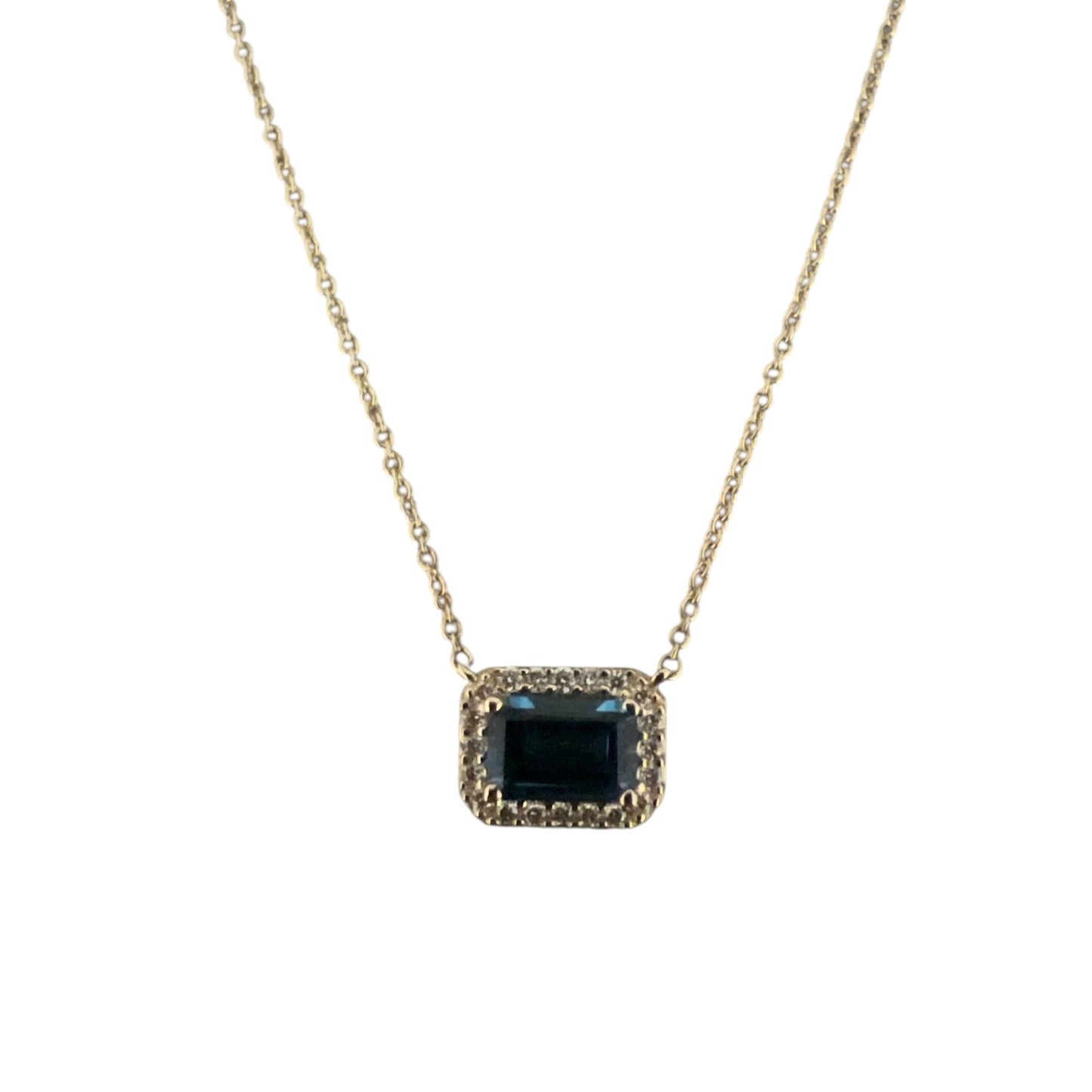 London Blue Topaz & Diamond Halo Necklace