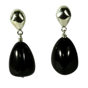 Mini Riverstone & Onyx Drop Earrings