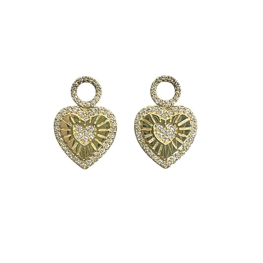 Heart Earring Charms with Diamonds