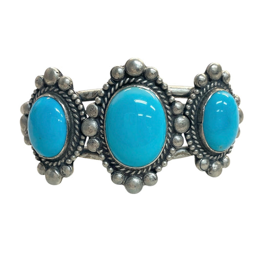 Three Stone Sleeping Beauty Turquoise Cuff