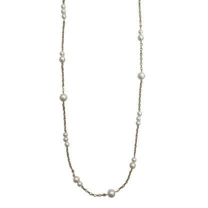 Tin Cupped Wire Wrapped Pearl Necklace