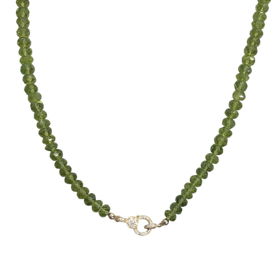Peridot Necklace with Diamond Enhancer