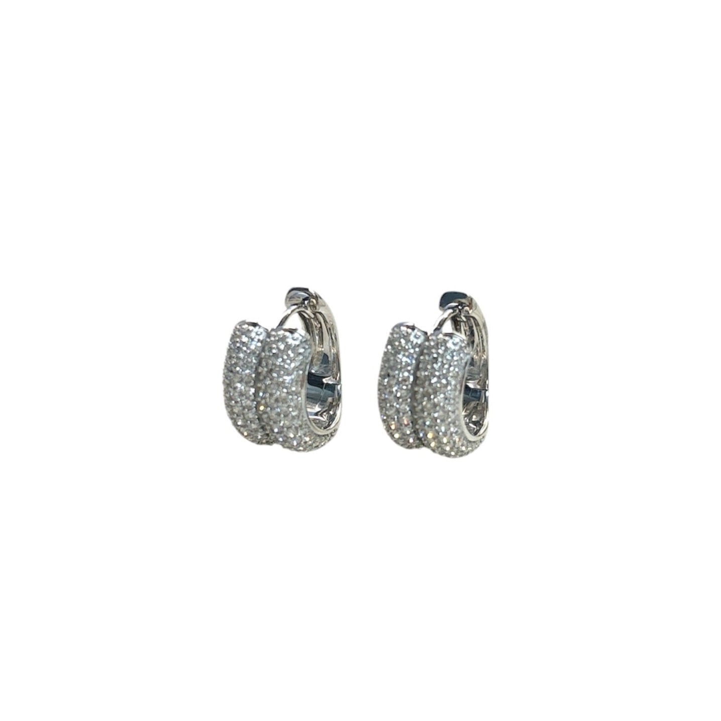 Double Stack Pave Diamond Huggies