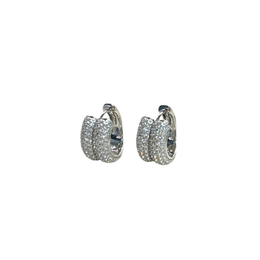 Double Stack Pave Diamond Huggies