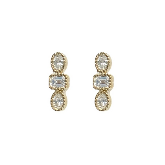 Milgrain Diamond Studs