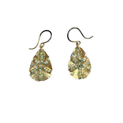 Green Quartz Textured Tear Drop Earrings