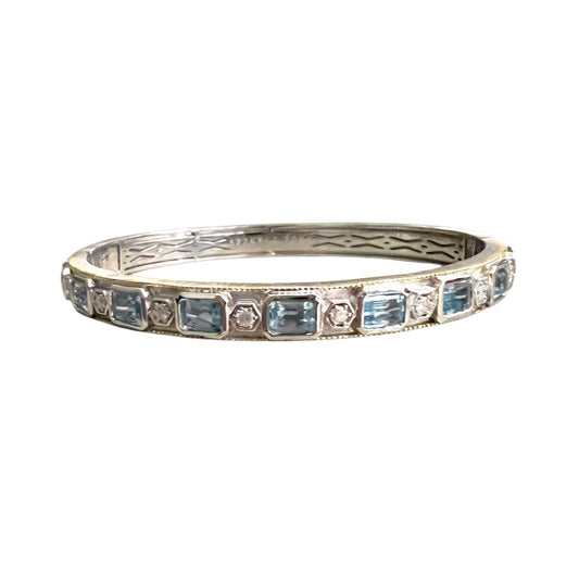 Mixed Metal Sky Blue Topaz & Diamond Bracelet