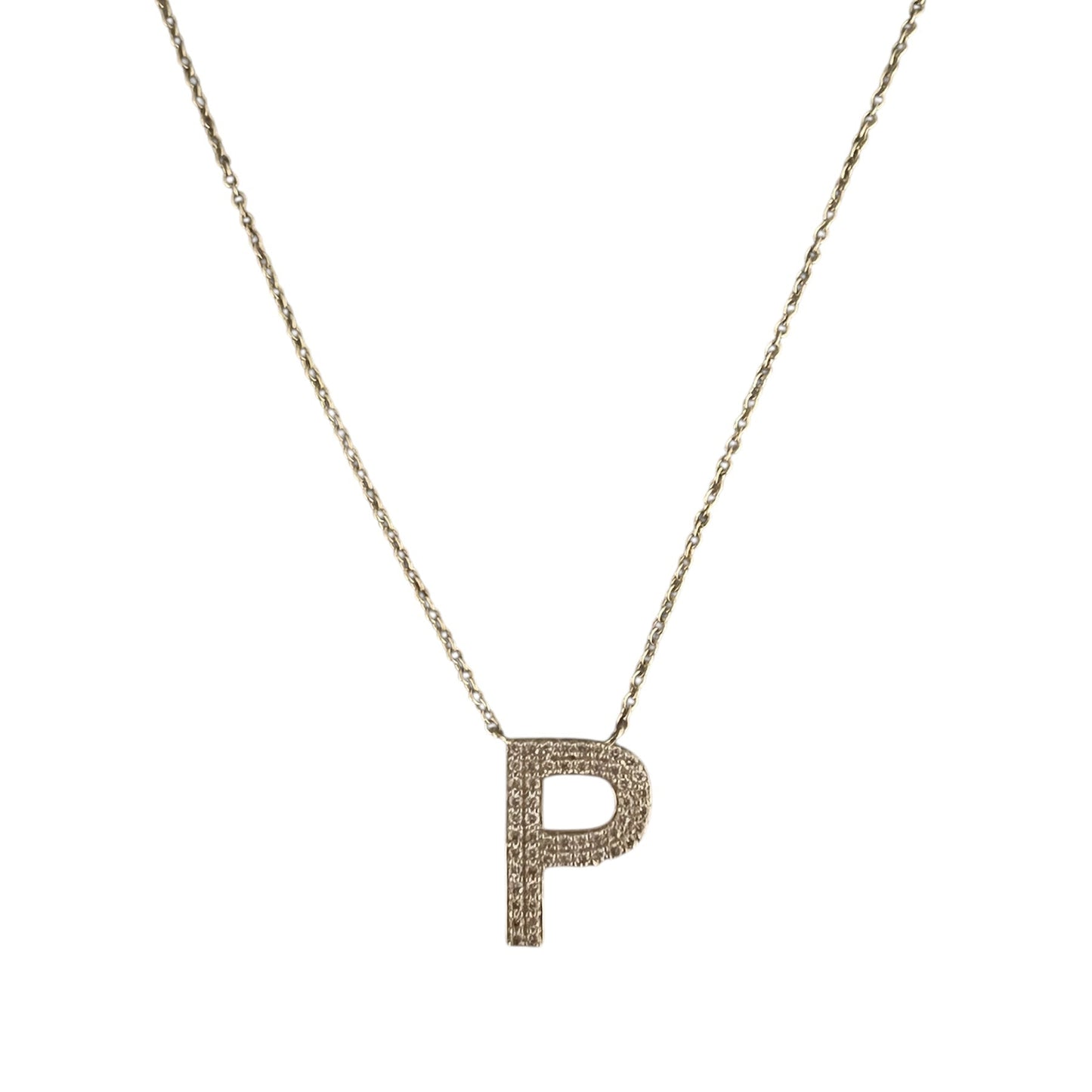 Pave diamond "P" necklace