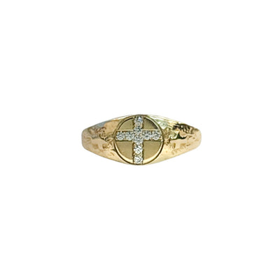 Diamond Cross Signet Ring