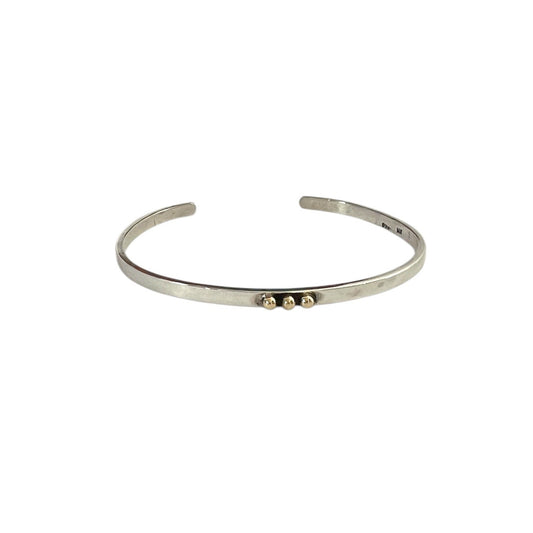 Silver Cuff with Gold Ball Trio