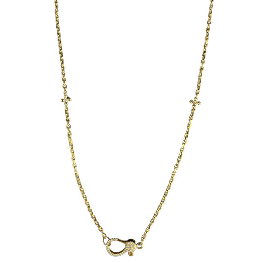 Station Cross Necklace with Diamond Clasp