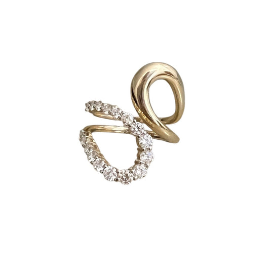 Gold and Diamond Wave Bypass Ring