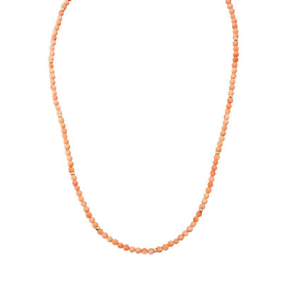 Coral Beads and Gold Rondelle Necklace